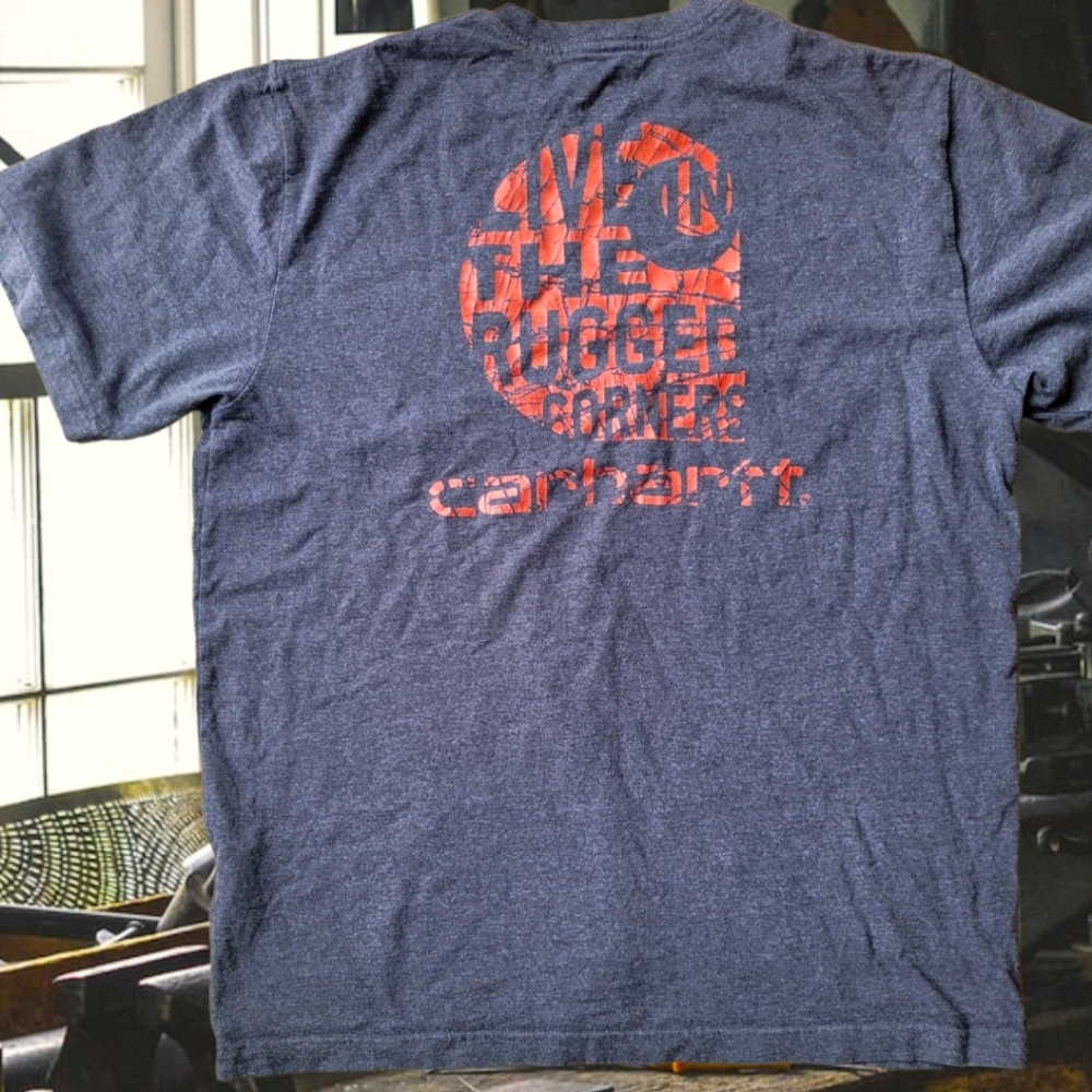 Mens Large Carhartt Original Fit T Shirt Grey Front Pocket
